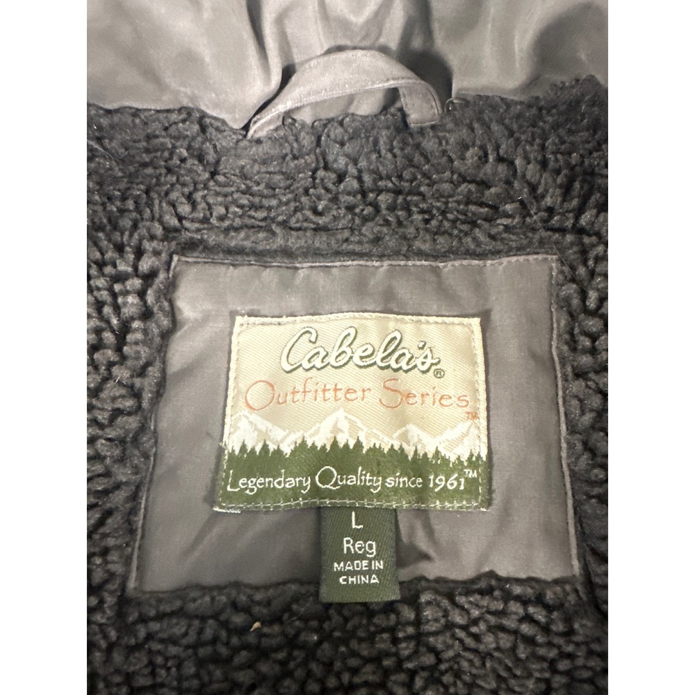 Cabelas Outfitter Series Mens Large Brown Sherpa Lined Field Jacket Work Coat - Picture 6 of 9